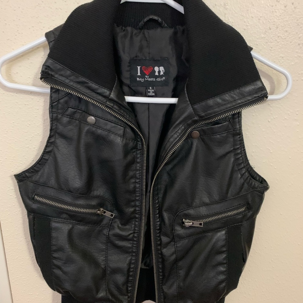 Small size black pleather vest